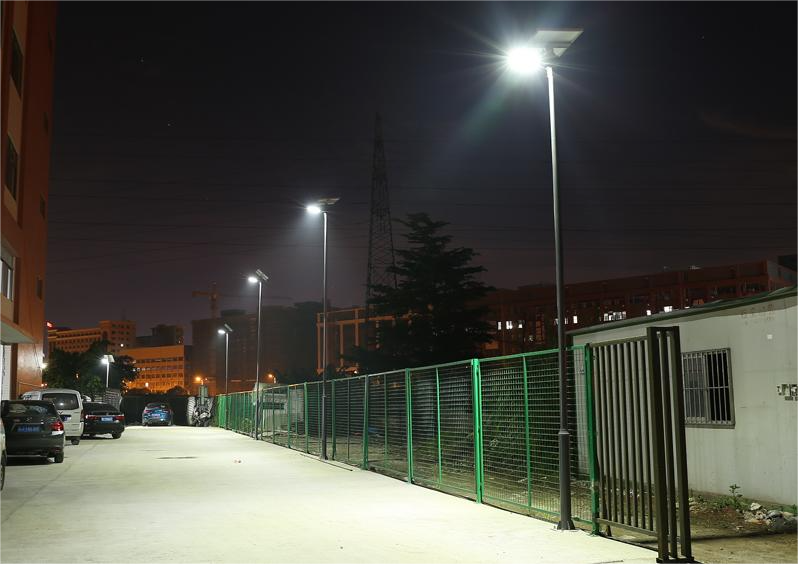 This is Solar powered street light projects and we adopt model number DLD-SSPC, The solar panel is 40W and battery capacity is 3.2V/40Ah, we installed on the factory places, and installation height is 5M, very bright during night, it is easy installation 